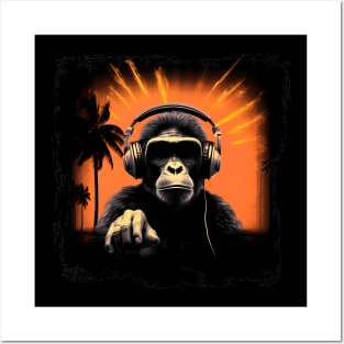 Cool summer monkey ape dj design Posters and Art